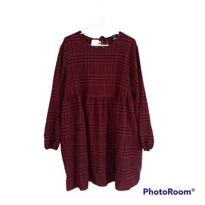 Wild Fable dress flannel like maroon/black Size XL long sleeve fall colors